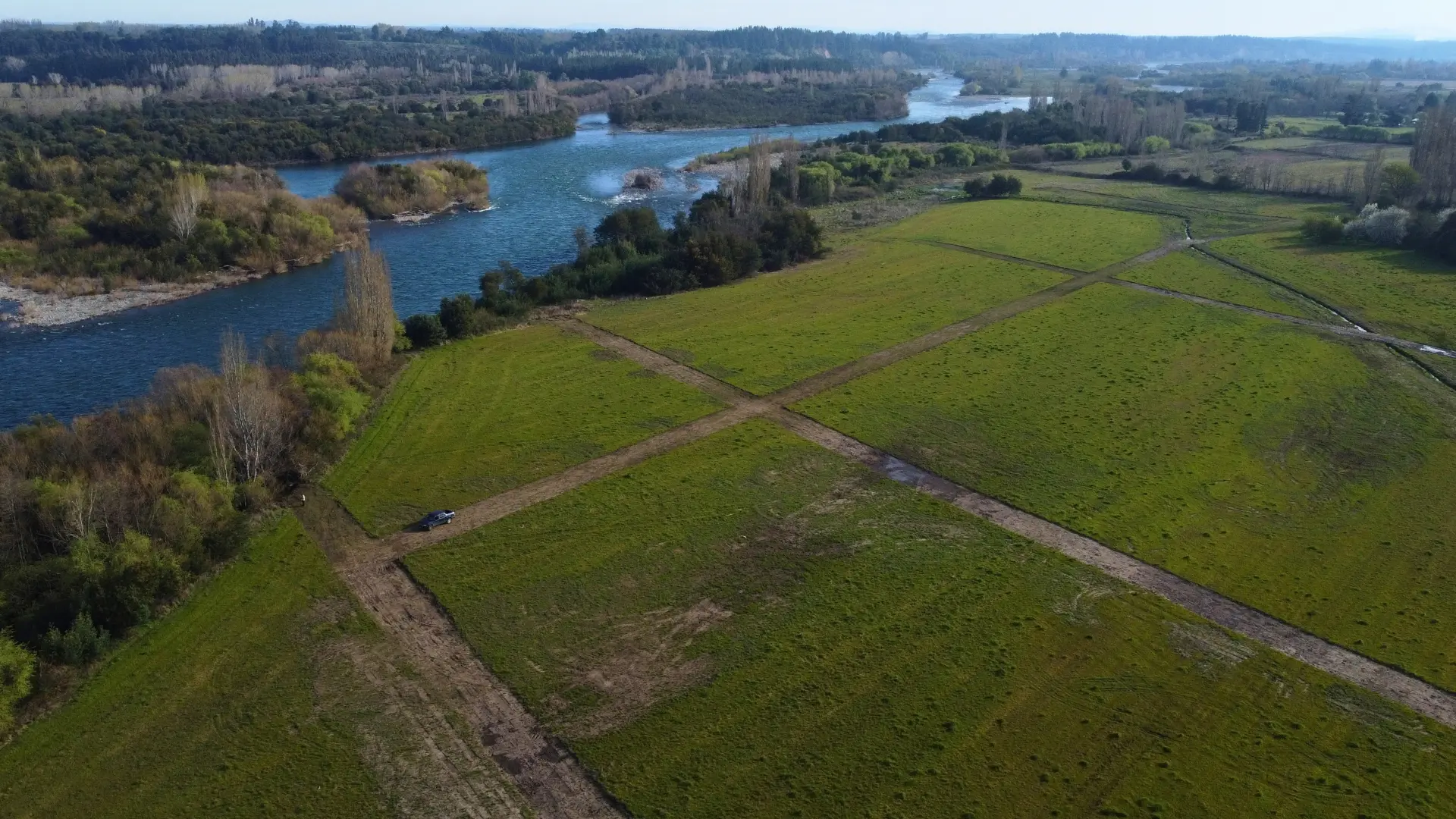 Vista aérea del entorno natural y río Biobío